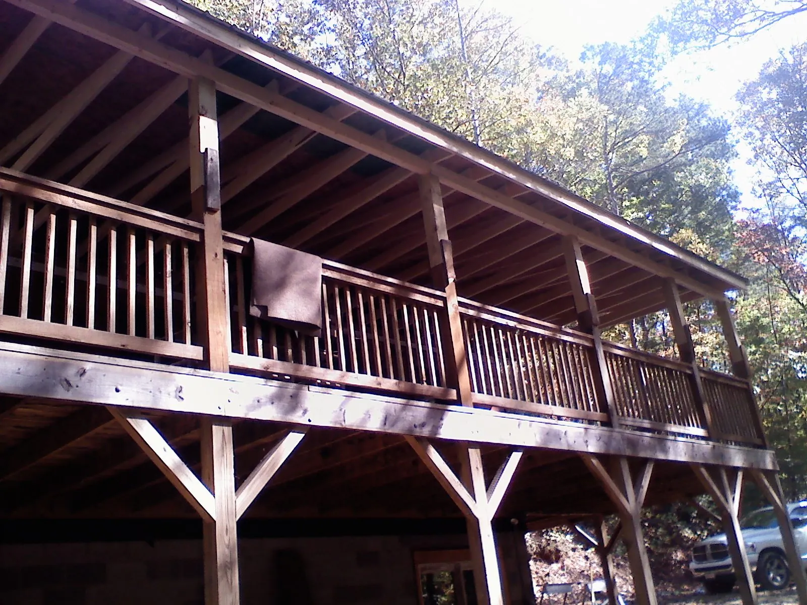 Timber framing under a new elevated porch and deck — Roof Leak Repair in Lagrange by Roofing Brothers